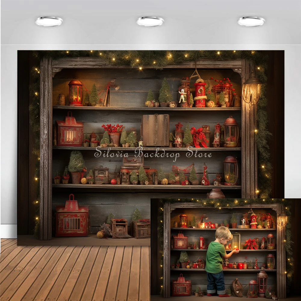 Christmas Room Gift Shelves Photo Background Family Party Portrait Photo Studio Props Kids Portrait Photography Backdrop Cloth