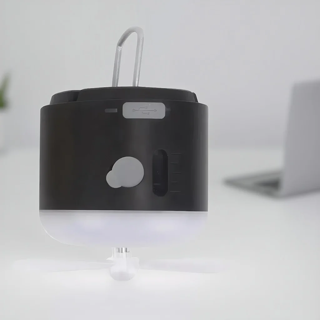 

2-in-1 Camping Tent Light with Fan, IPX7 Waterproof with 4 Lighting Modes and Spray Function