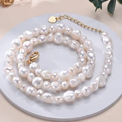 Natural Freshwater Pearls Mixed Sizes Baroque Shape Necklace S925 Sterling Silver Chain Fashion Fine Jewelry Gifts for Women