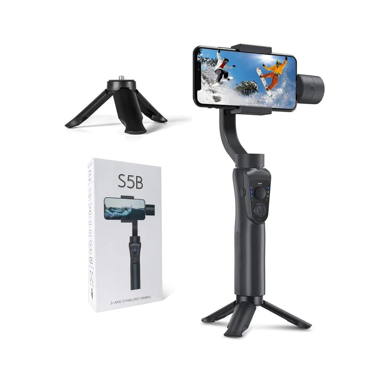 S5B Auto Ai Face Tracking Panoramic Shooting Smartphone Video Stabilizers Foldable Handheld Phone 3 Axis Gimbal Stabilizer