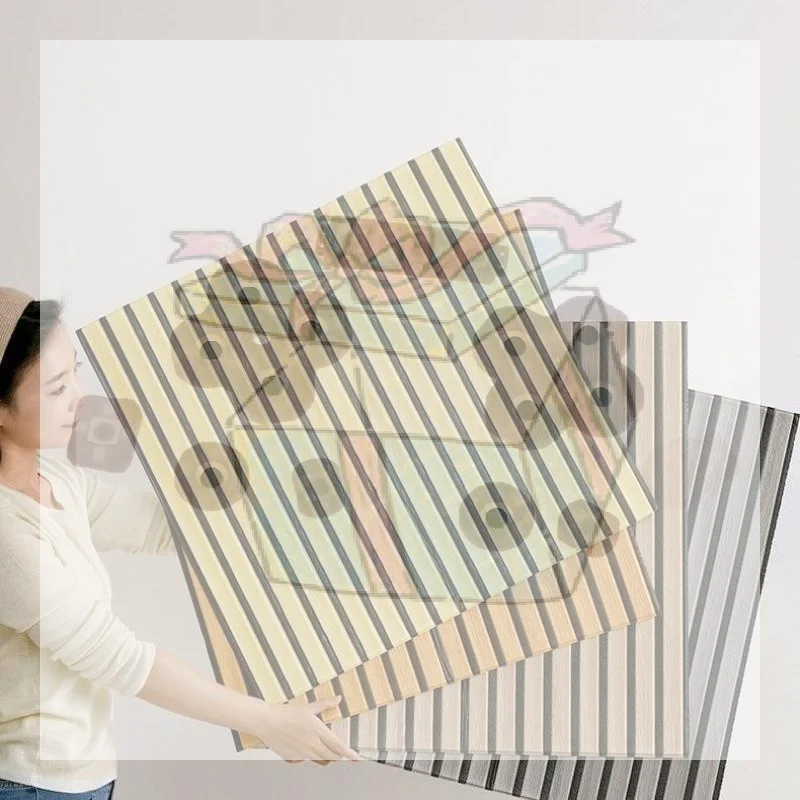 【CC】3D Wood Slat Wall Panels Self Adhesive Sound Absorbing For Home Living Room Office Wall Decor