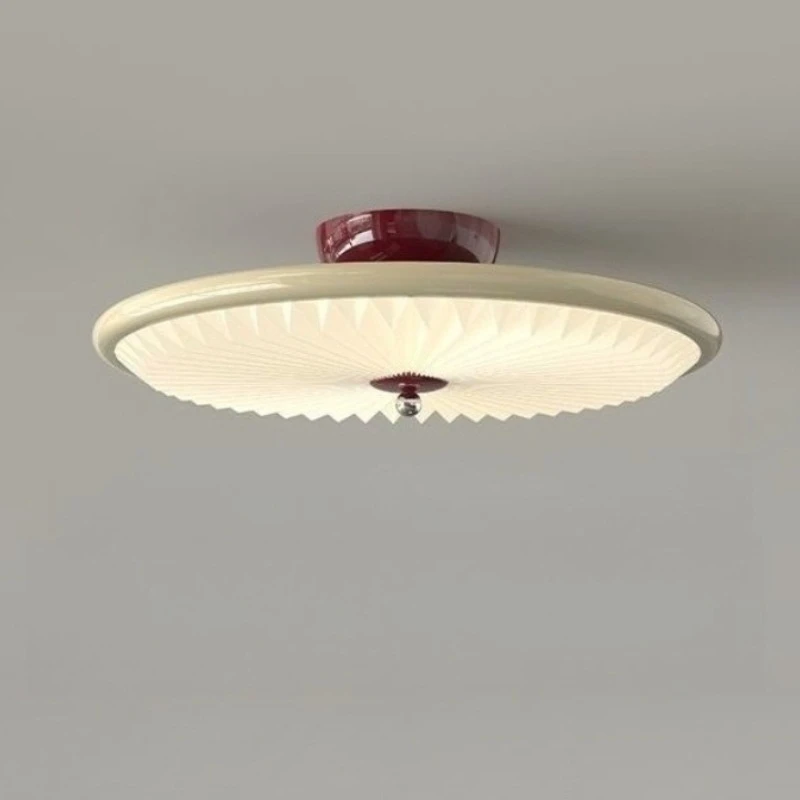 Middle Ancient Style Ceiling Lamp Bedroom Retro Cream Style Ceiling Lamp French Walnut Wood Grain High-end Feeling Bedroom Lamp