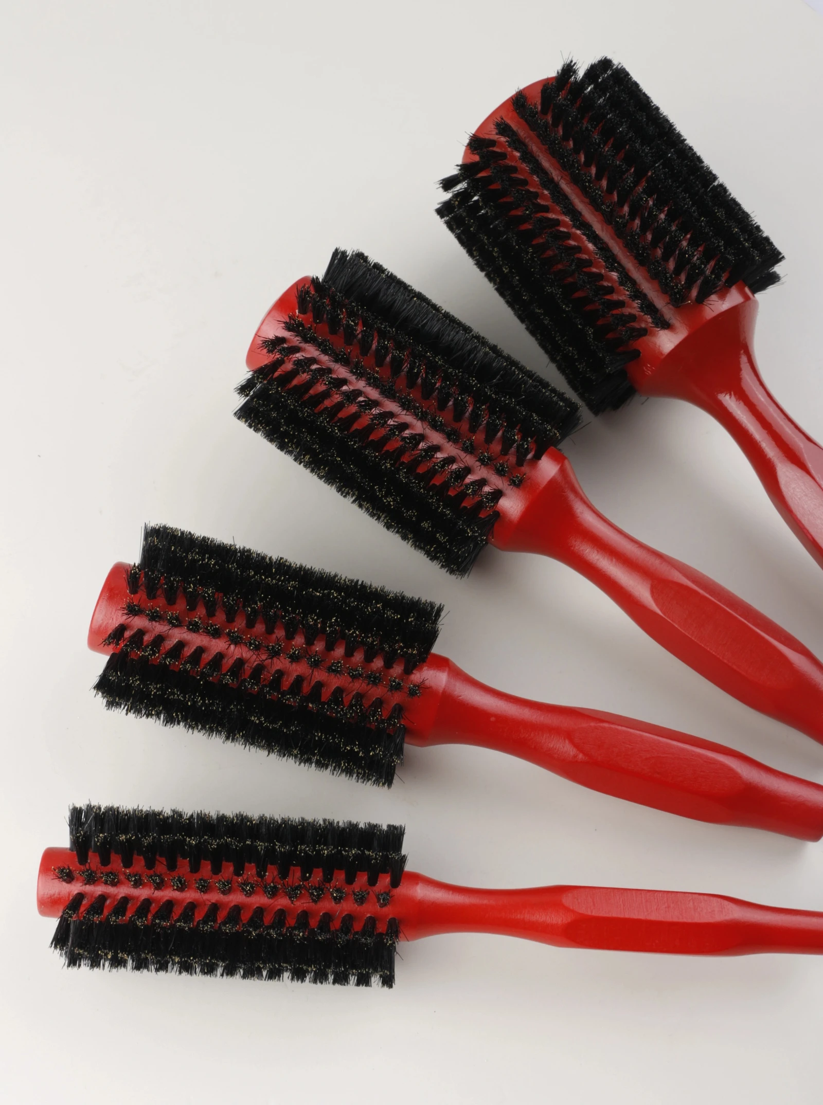 4 Größen Runde Haarbürste aus Rotem Holz mit Wildschweinborsten für Salon und Friseur, Lockenstyling-Kamm für Voluminöses Lockiges Haar, Geeignet für Alle Haartypen – Detail 10