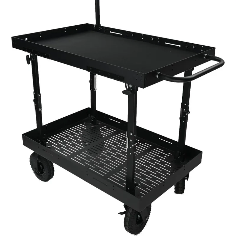 Multifunctional Folding Studio Director Cart, Portable Wood Trolley for Film Shooting Equipment Transport