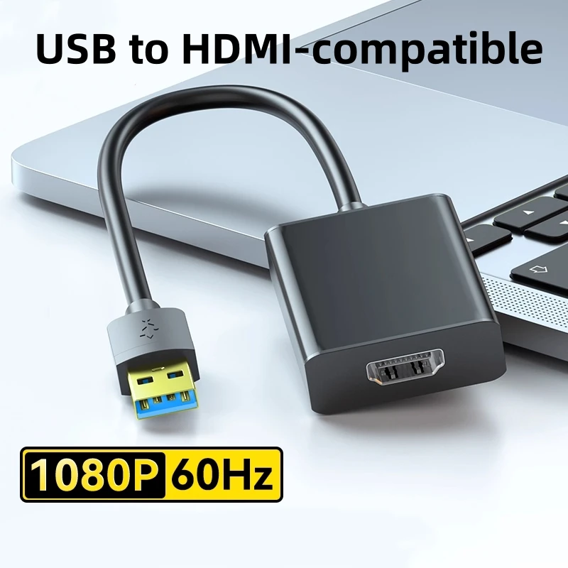 

USB 3.0 to HDMI-compatible Converter 1080P@60Hz Video Adapter Card with Built-in Chip for Windows11/10 MacOS10.15 Laptop PC