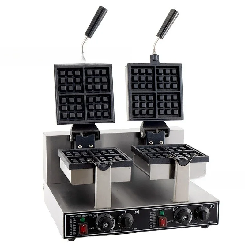 Forno elétrico giratório de quatro peças para waffles de cabeça dupla