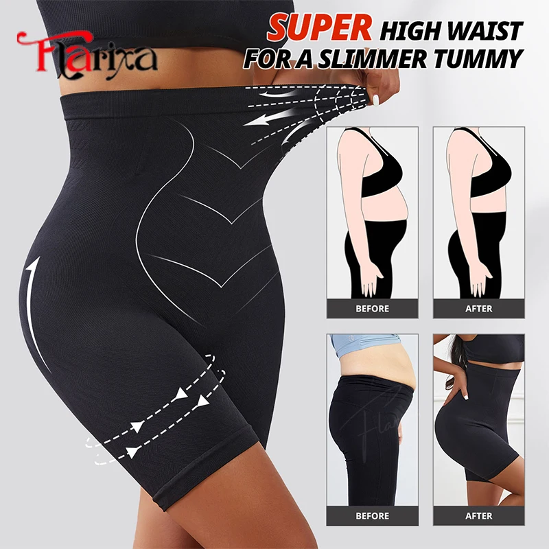 Flarixa Women Seamless Faja Shapewear Shorts Bottom Super High Waist Tummy Control Panty Girdle Hips Lifting Thighs Slimming