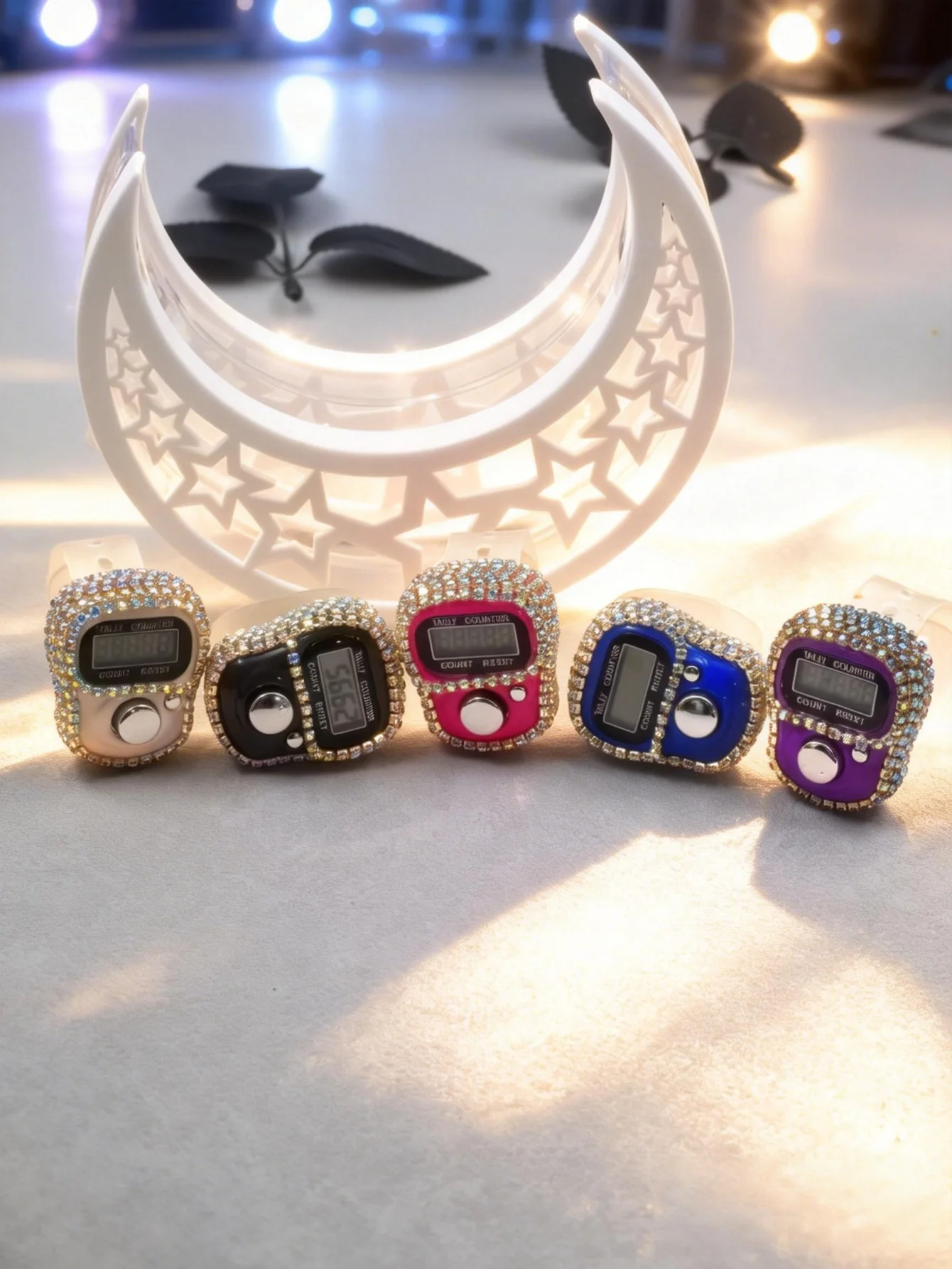 Model 1011 Mini Rhinestone Electronic Finger Counter Fashionable Press Type Stress Relief Tally Counter