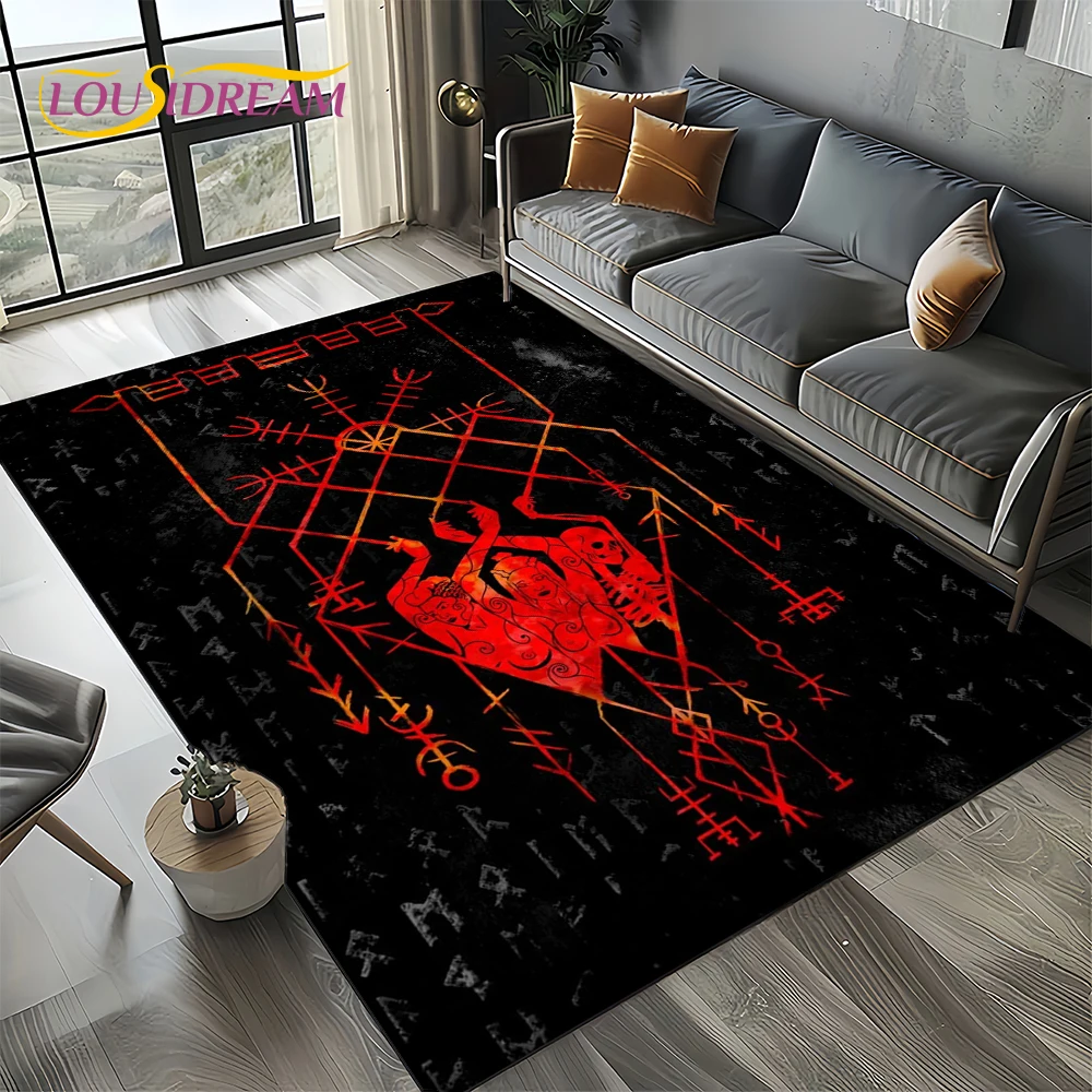 Odin Viking Symbol Valknut Nordic Valhalla Carpet Rug for Living Room Bedroom Home Sofa Decoration,Area Rug Non-slip Floor Mat