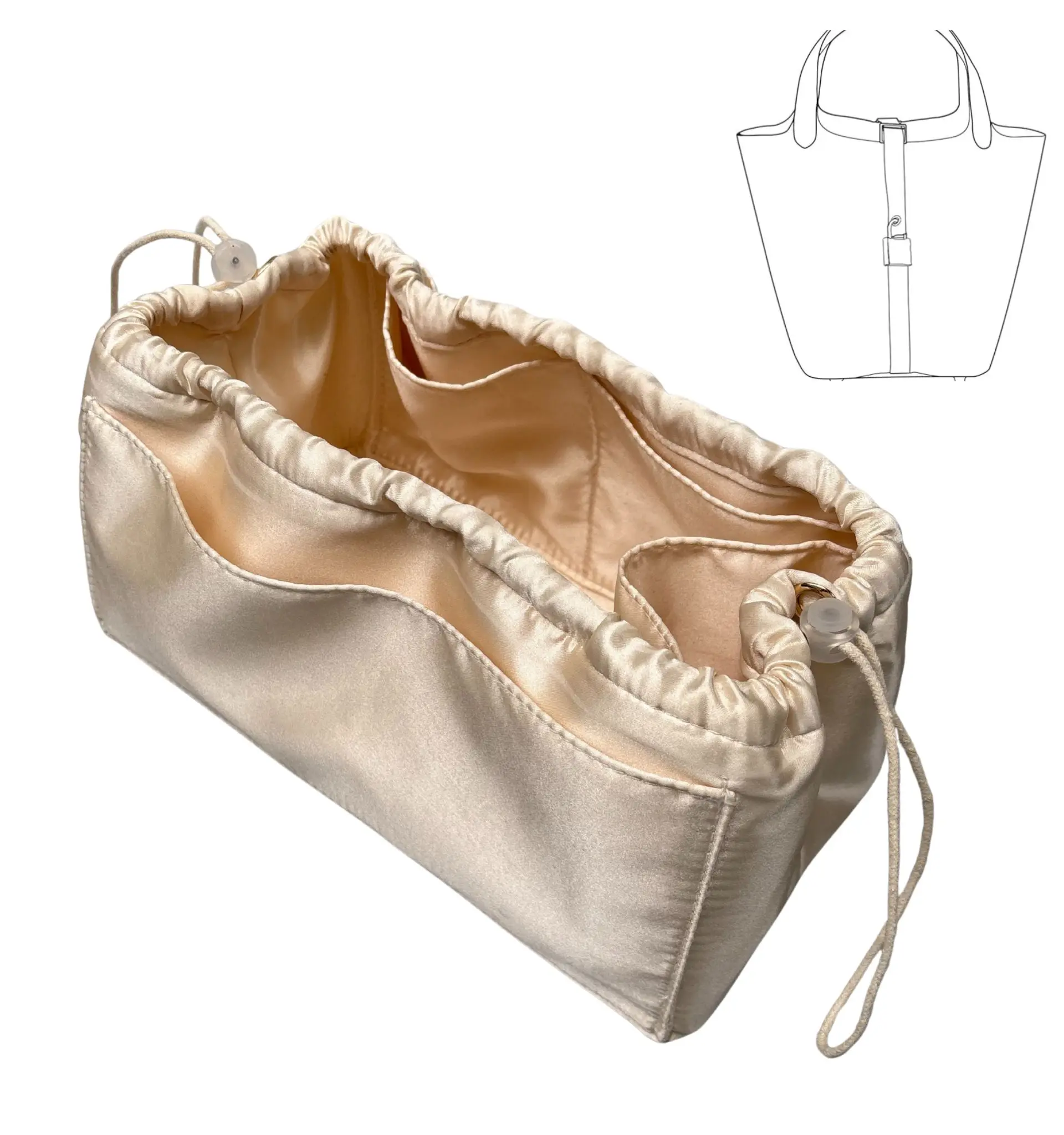 

Purse Organizer Silky Smooth,Silk,Luxury Handbag Tote in Bag Shapers, Women- Fits Picotin 18/22/26Bags