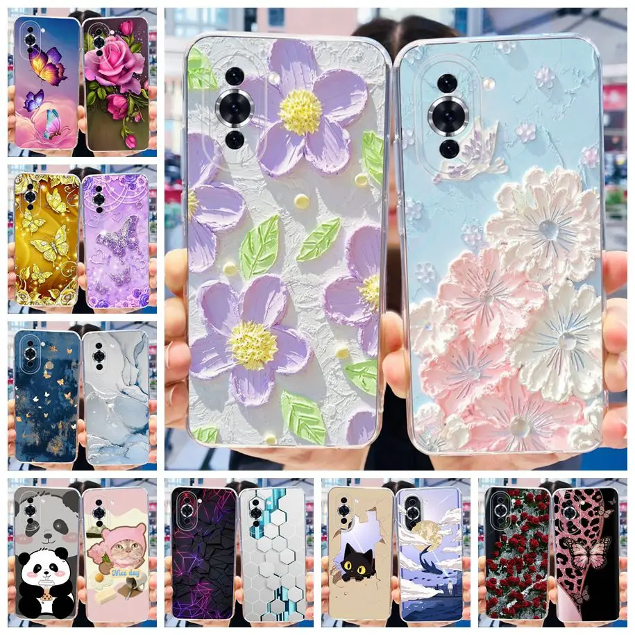 For Huawei Nova 10 Pro Case Fashion Flower Soft Silicone Clear Coque Slim Back Protective Cover For Huawei Nova10 NCO-LX1 Fundas