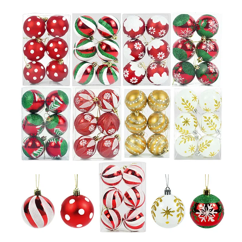 

6Pcs/box 6cm Christmas Tree Balls Ornament Red Gold Hanging Bauble Pendant 2025 Christmas Decoration for Home 2026 New Year Gift