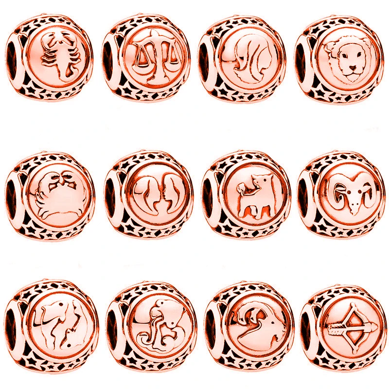 10Pcs/Lot Twelve Constellations, 12 Stars, 12 Months, Birthday, Beaded Pendant, Diy Jewelry Accessories