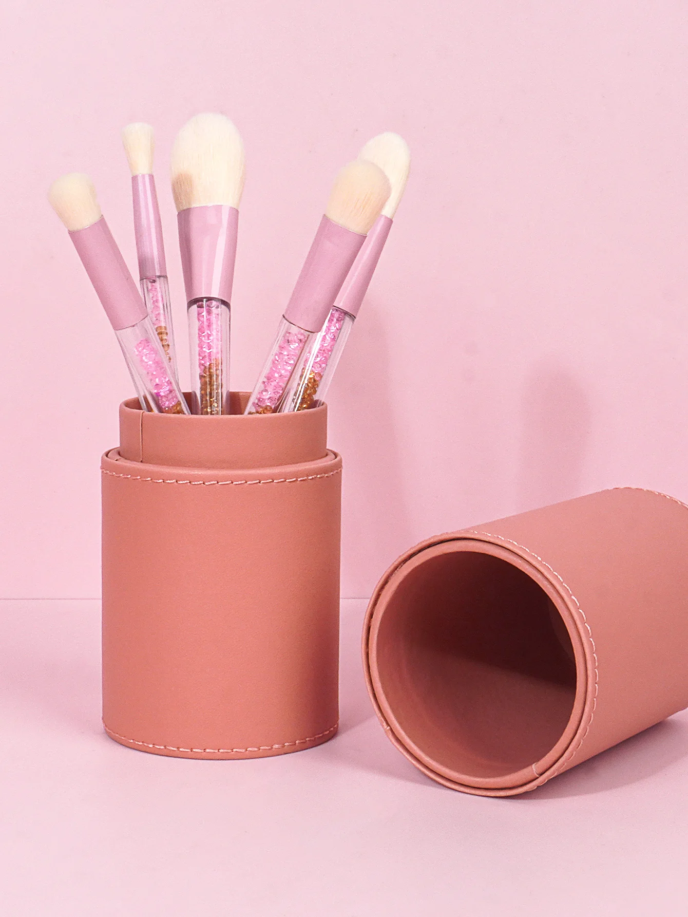 1pcs Makeup Brushes Cylinder PU Leather Pouch Travel Organizer Brushes Cosmetic Case Empty Portable Holder Make up Bucket