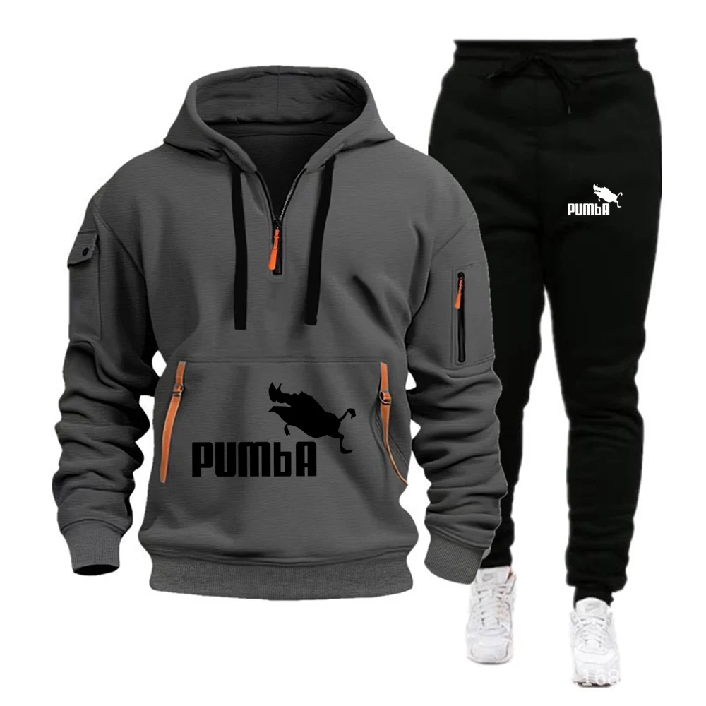 2024 Fall Winter Pumba Men\'s Tracksuit Hoodie Pants 2Pcs Sets Suit Leisure Sweatshirts Sweatpants Fashion Trends Brand Clothing