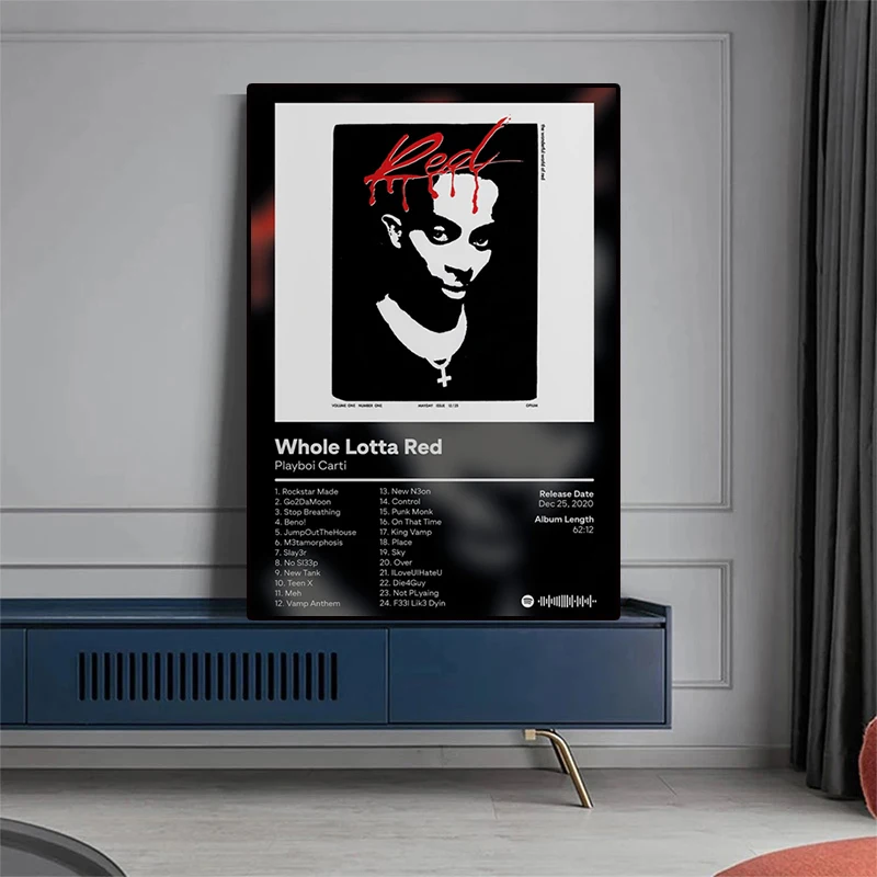 غلاف ألبوم موسيقى البوب الراب ، ملصق الفنان Playboi Carti ، مغني الراب الجمالي ، موسيقى الهيب هوب الصخرية ، قماش جدار الفن ، ديكور الغرفة #4