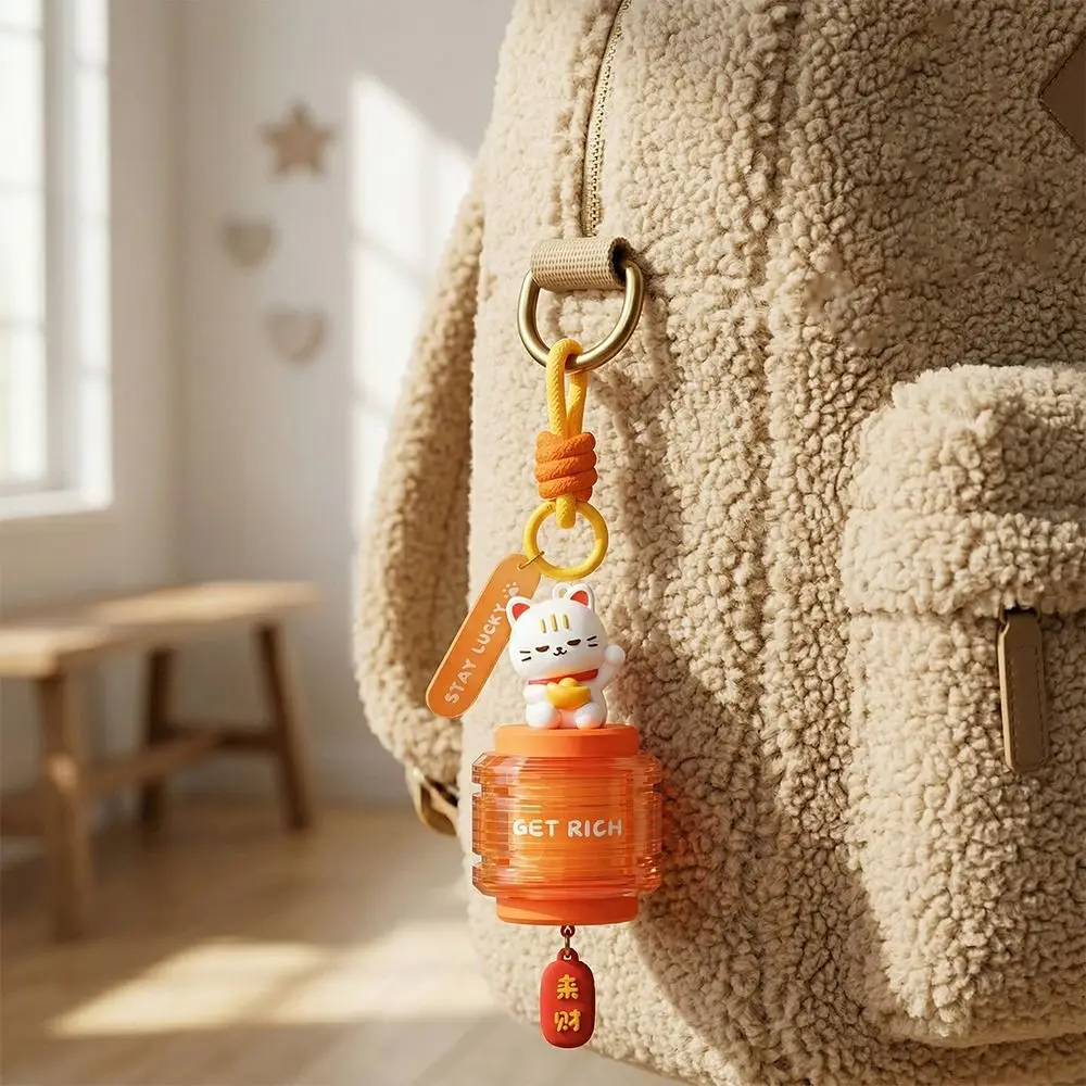 Mini Size Lucky Cat Lantern Portable Design Warm White Mini Portable Lantern Creative Ornament Night Lamp Hanging Lantern Light