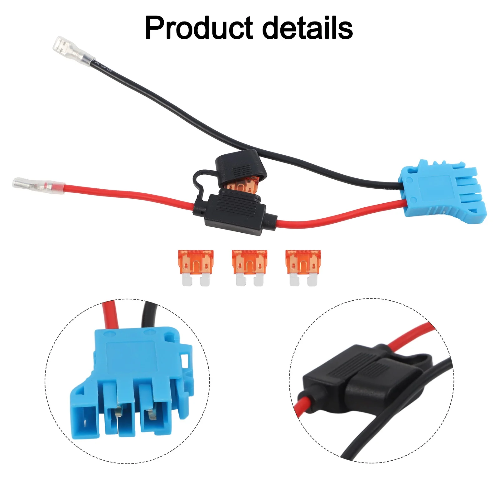 12 AWG 40A Fused Wire Harness Connector For Peg Perego 12V Powered Ride On Toys For Battery Upgrade ABS Plastic 4 Pin Adapter