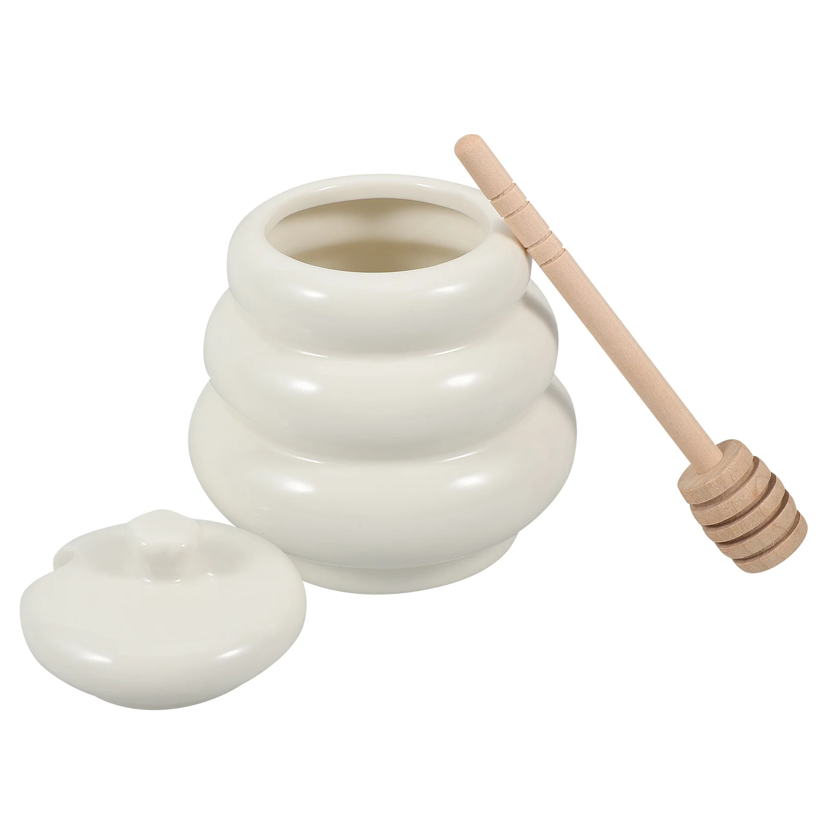 

1Set Ceramic Honey Pot with Lid Dipper Honey Jar Dispenser for Kitchen Syrup Jam Food Storage Holder Home Syrup Jar