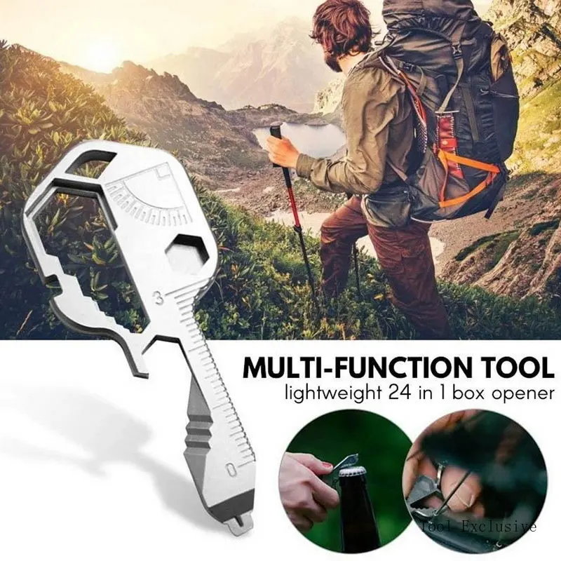 16 In 1 Multifunction Mini Key Chain Outdoor Portable Tools Stainless Steel Multifunctional Bottle Opener Crewdriver Mini Tools