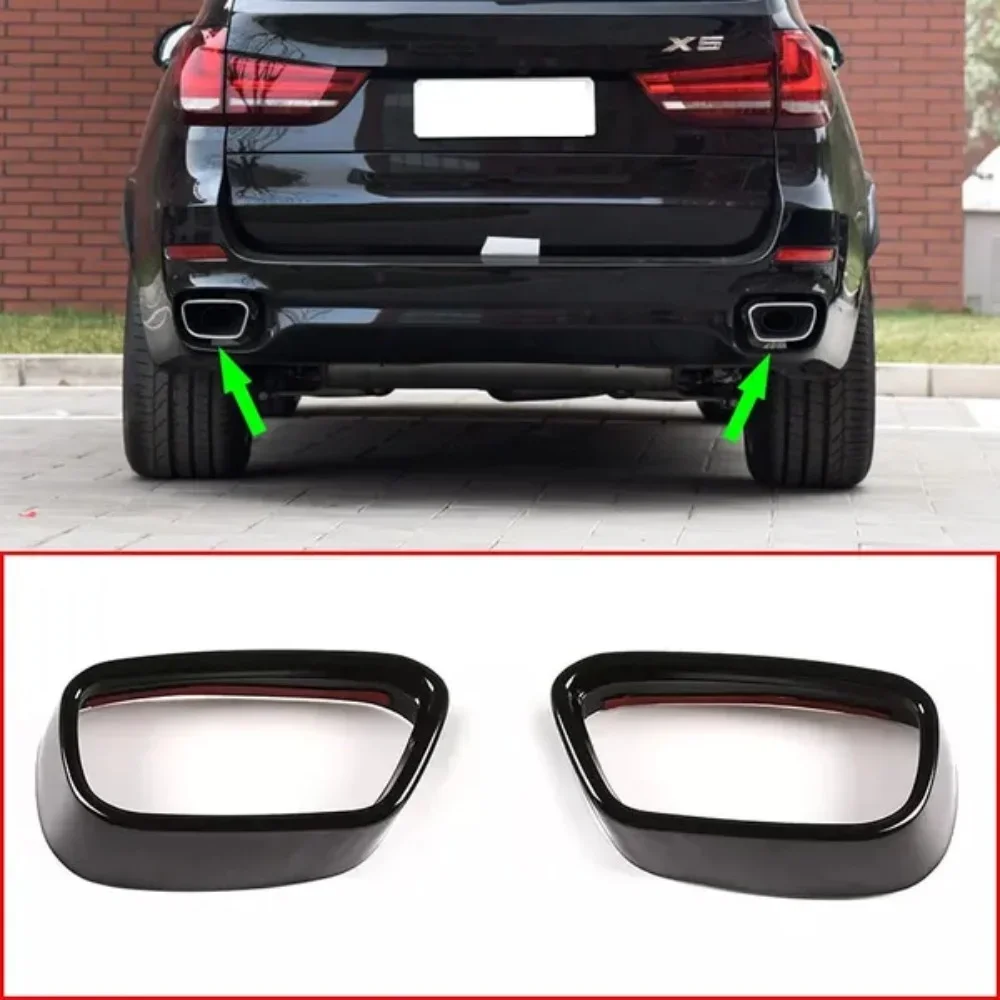 1 Pair Stainless Steel Car Tail Muffler Exhaust Pipe Frame Cover Trim For BMW X5 F15 2014-2018 X6 F16 2015-2018