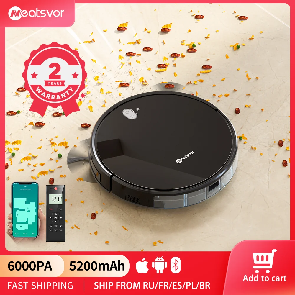 NEATSVOR x520 Robot Vacuum Cleaner 6000pa 5200 MAh Regular Automatic Charging For Sweeping and Mopping Smart Home