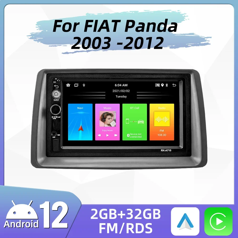 

2 Din Android for FIAT Panda 2003 -2012 7" Car Radio Multimedia Player Head Unit with Frame Wifi GPS Navigation Stereo Autoradio