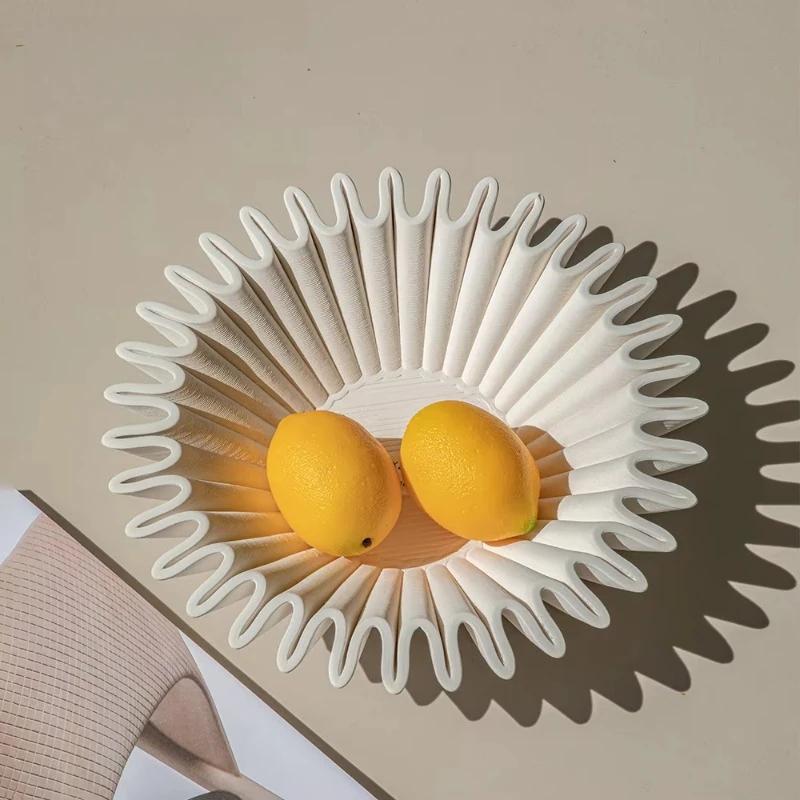 Ceramic fruit bowl white disc Nordic home decoration