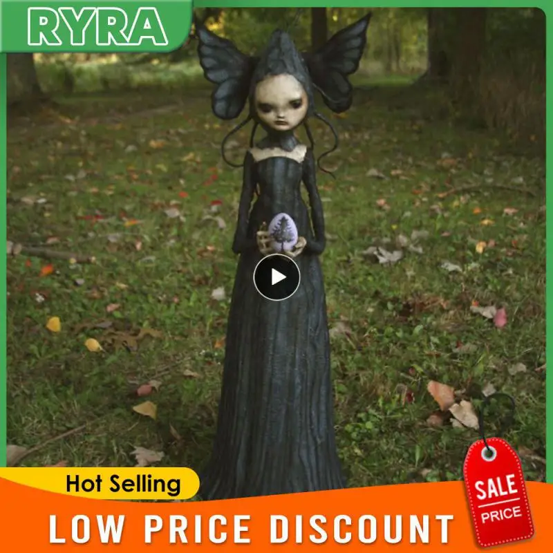 Resin Sculpture Weather-resistant Durable Spooky Eye-catching Creepy Resin Creepy Witch For Patio Garden Decoration Hand-painted