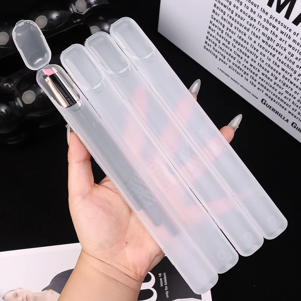 2/10pcs Portable Makeup Brush Organizer Makeup Brushes Storage Box with Cover Transparent Eyebrow Pencil Cases Accessories