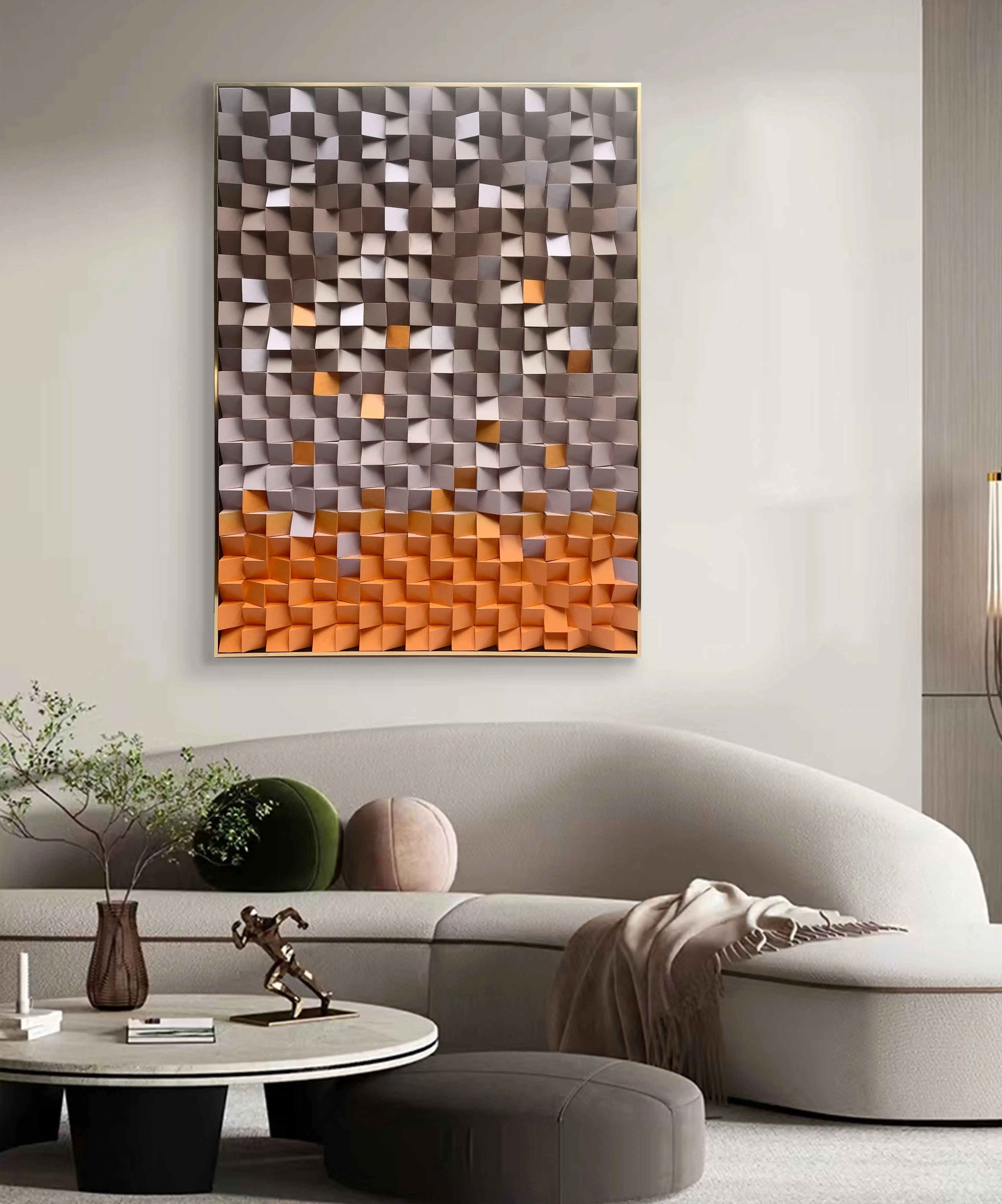 

Home Decor Abstract Wooden Block Masic Artwork Large Wood Carving Painting 3 D Wall Art