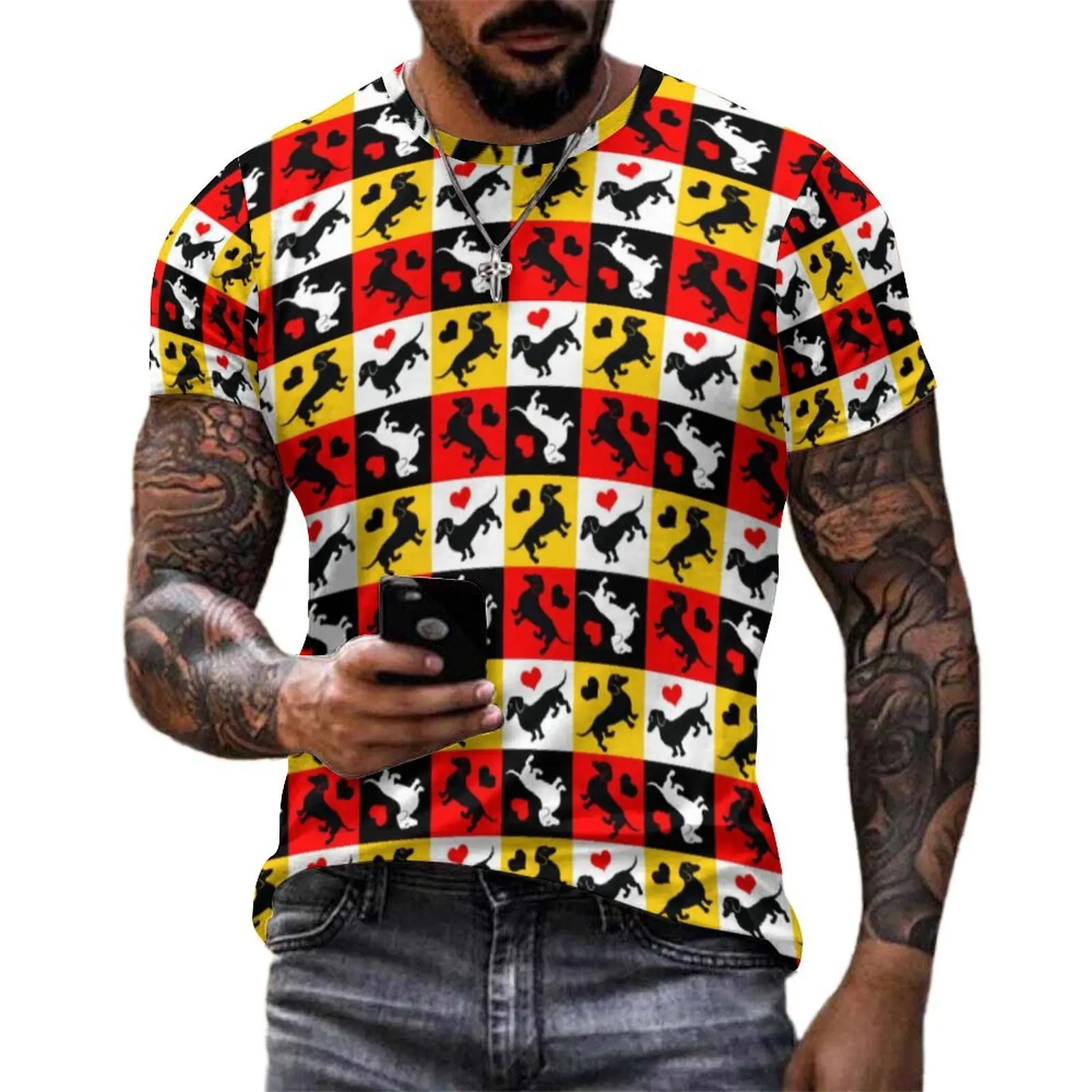 Walking The Dachshund T-Shirt Cute Animal Fashion T-Shirts Short-Sleeve Custom Tops Hot Sale Summer Casual Oversized Clothing