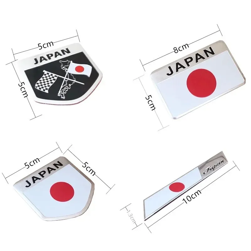 3D Aluminum Car Japan Japanese National Flag Map Emblem Sticker For Toyota Honda Auto Fender Side Rear Trunk Decal Badge Styling