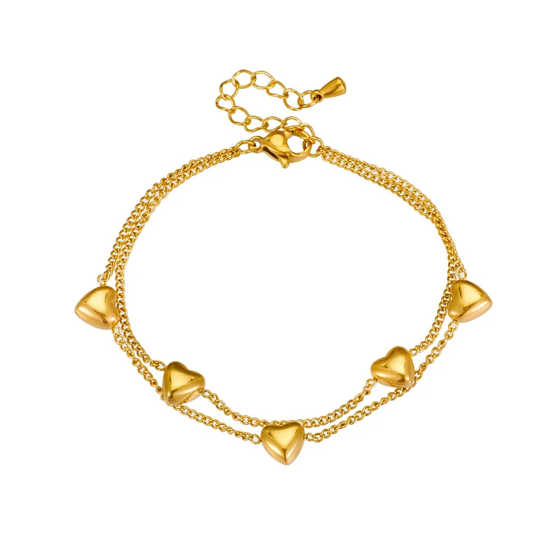 Original Jewlery Woman's New Stainless Steel Extended Chain Heart Bracelet Fashion RJ277