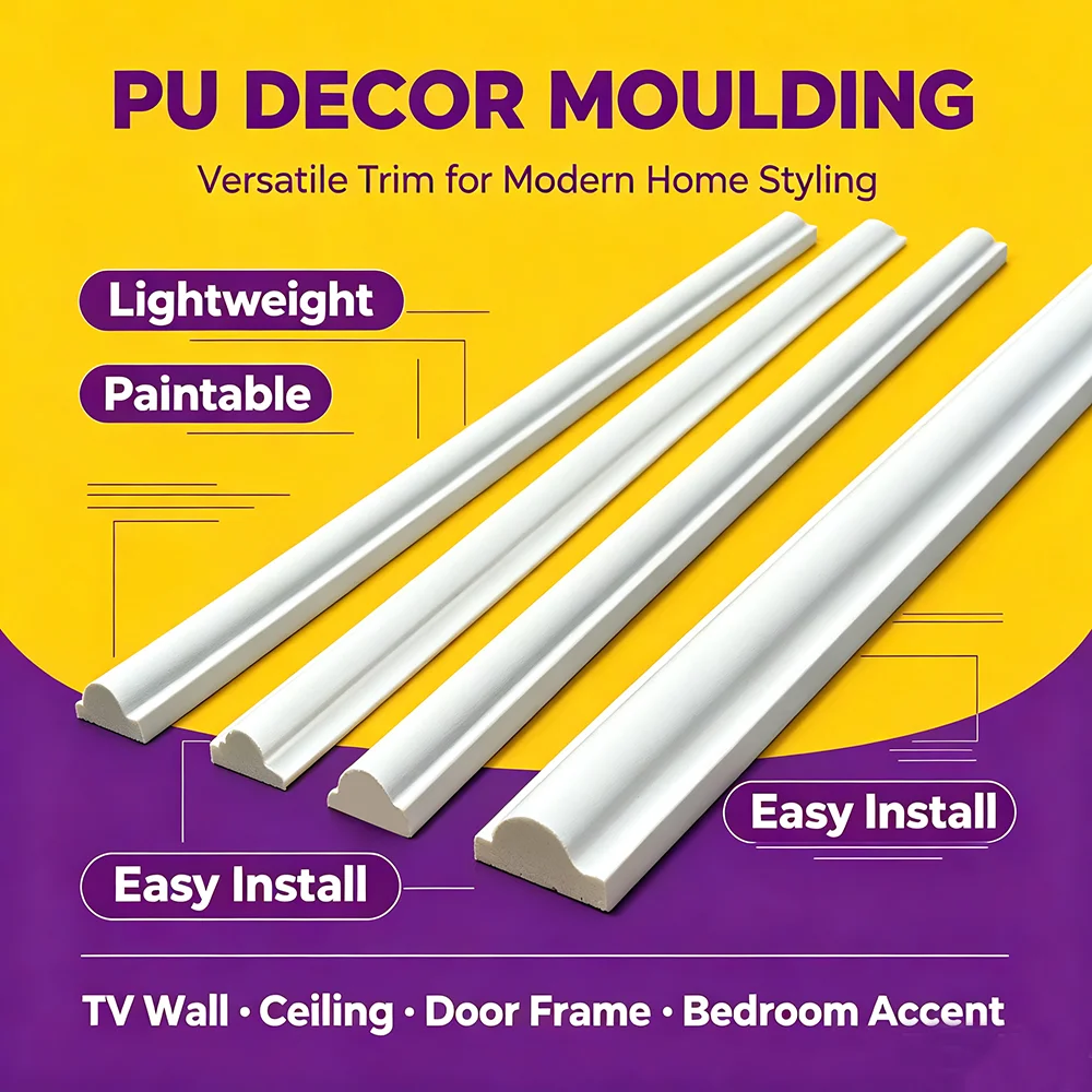 4Pcs / 8Pcs / 12Pcs / 16Pcs Foam Polyurethane Decorative Trim Lines, Indoor Background Wall Home Decor Molding