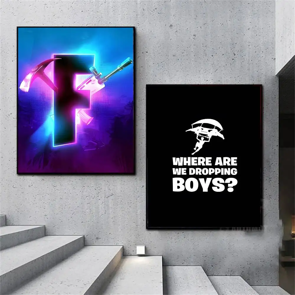 ملصق رائع من Game F-Fortnites-Wallpaper مقاوم للماء عالي الدقة على الحائط لغرفة النوم المنزلية والديكور الجمالي #5