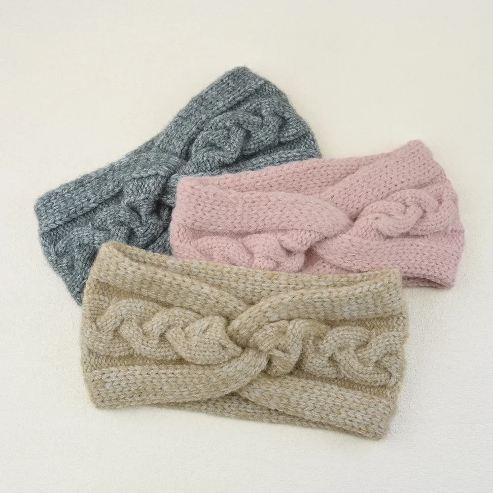 New Fashion Fried Dough Twists Cross Headband For Women Elegant Wide Brim Hair Bands Autumn Winter Ear Warmers Makeup Head Bands