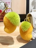 Cute Real Rex Rabbit Fur Small Mango Car Keychain Pendant Ins Cute Plush Doll Bag Pendant Y2k Bag Accessories Charms