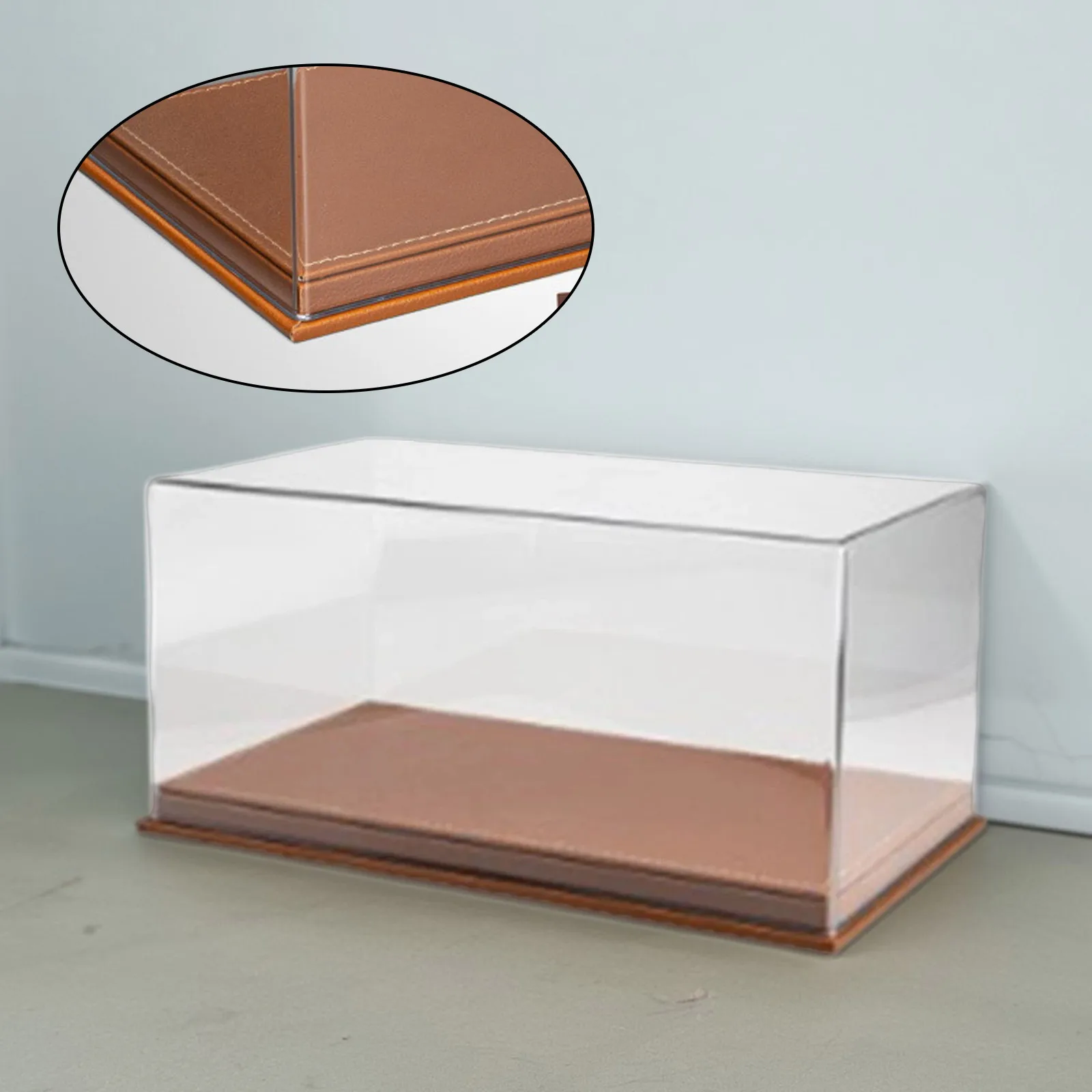 1:18 High Transparency Dust Cover - Leather Base Display Case for 1:24 Car Models with LED Lighting Parking Lot Scene