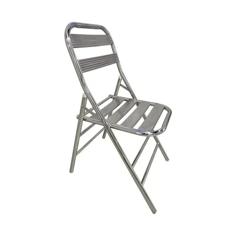 

Restaurant tables and chair celebrity restaurant stainless steel folding thickened outdoor backrest metal single homeshop