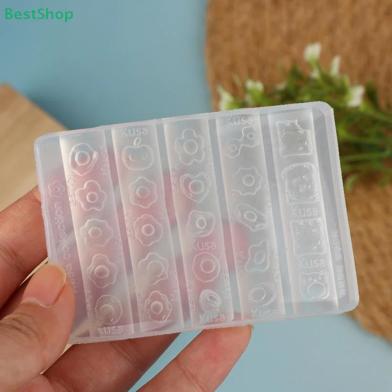 ♥ 3D سيليكون قالب الأظافر أزهار لطيفة شكل قلب البيض المقلي نخب DesignDIY مسمار ديكور قالب مانيكير شفاف