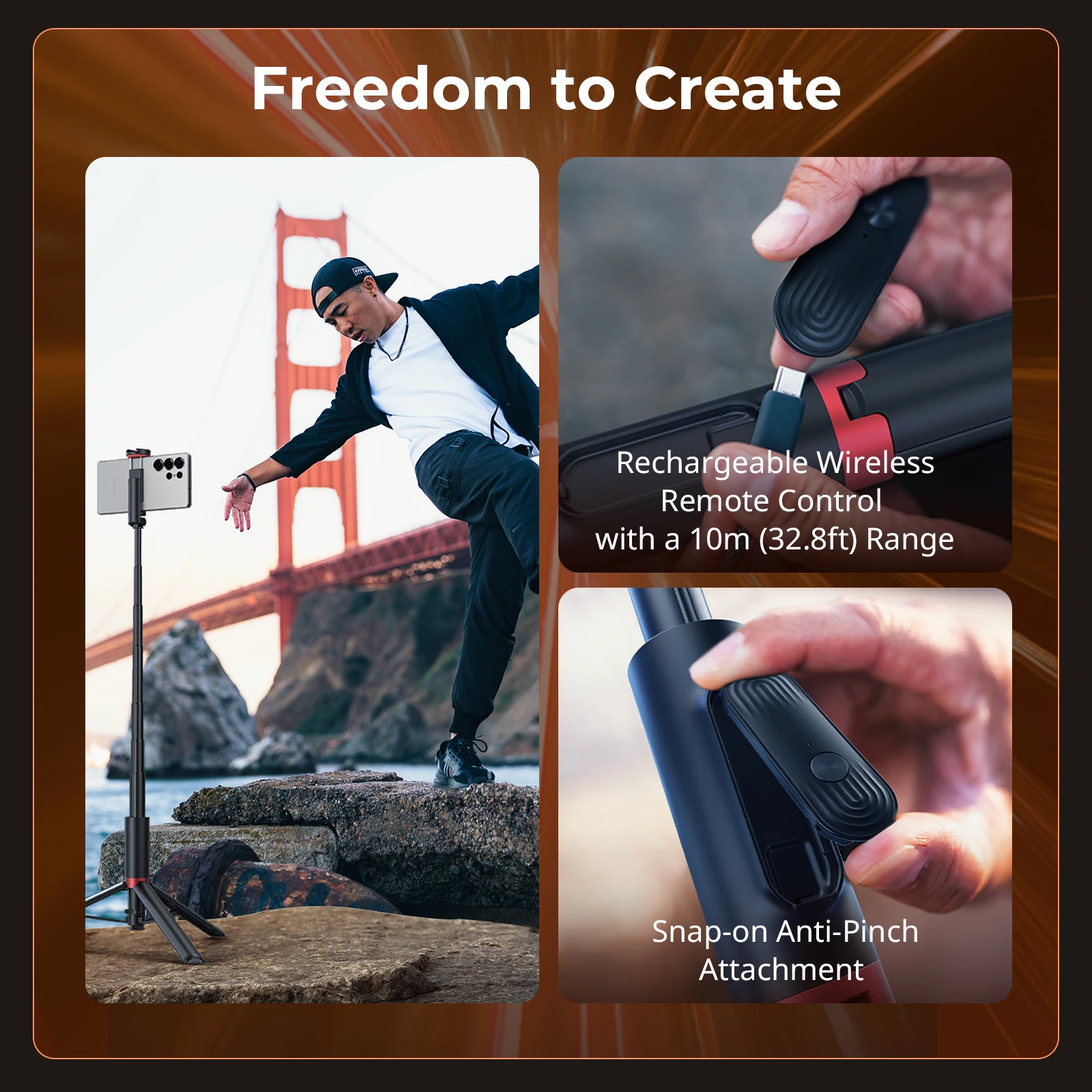 SmallRig x Drex Lee Boom ST30 حامل ثلاثي القوائم لعصا سيلفي بلمسة واحدة مع جهاز تحكم عن بعد قابل للتعديل لمدونات الفيديو في السفر iPhone