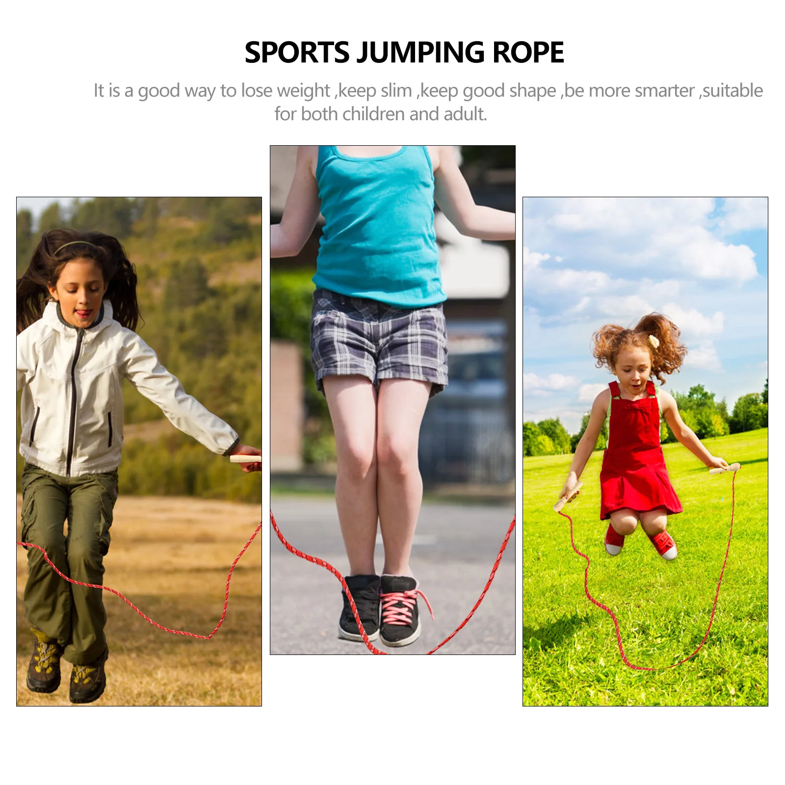 

4Pcs Student Wooden Handle Jump Rope Durable Adjustable Cotton Skipping Rope Fitness Workout Exercise Training Tool