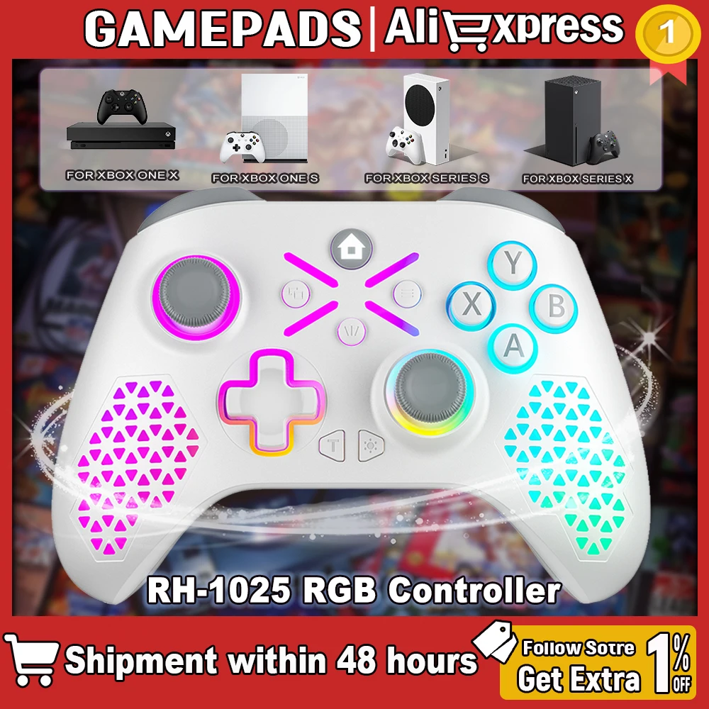 Control Inalámbrico 2.4G para Xbox One, Control para Xbox, Xbox Series S/X, PC, con Doble Vibración y Giroscopio de Seis Ejes
