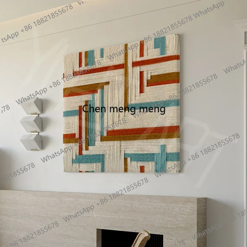 A55 Modern living room entrance decorative painting rope art weaving square bedroom wall painting wabi sabi wind
