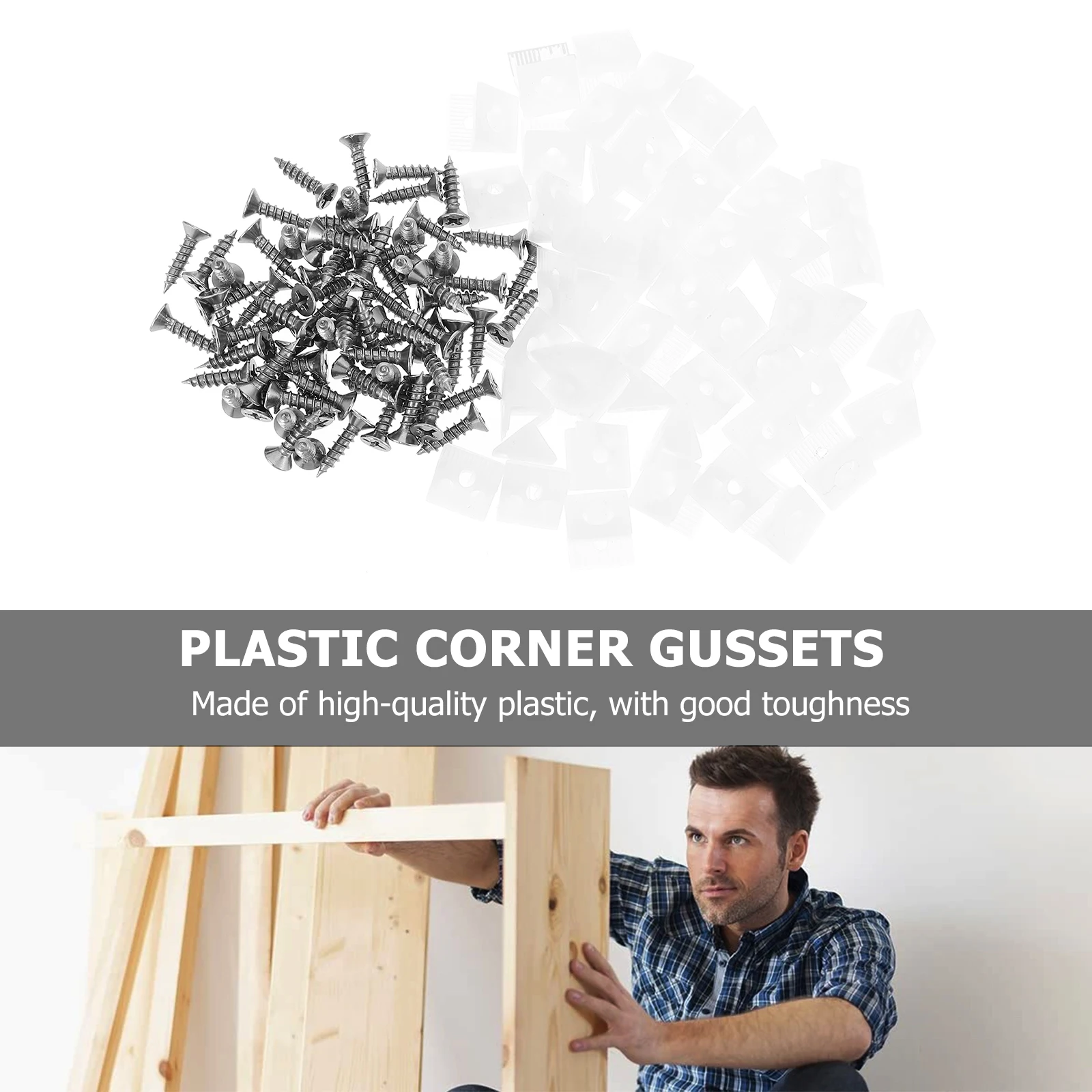 120 set Corner Gusset Bracket Plastic Angle Brackets For Cabinet Shelf Adjustable Fastener Connector Support Bracket Hardware