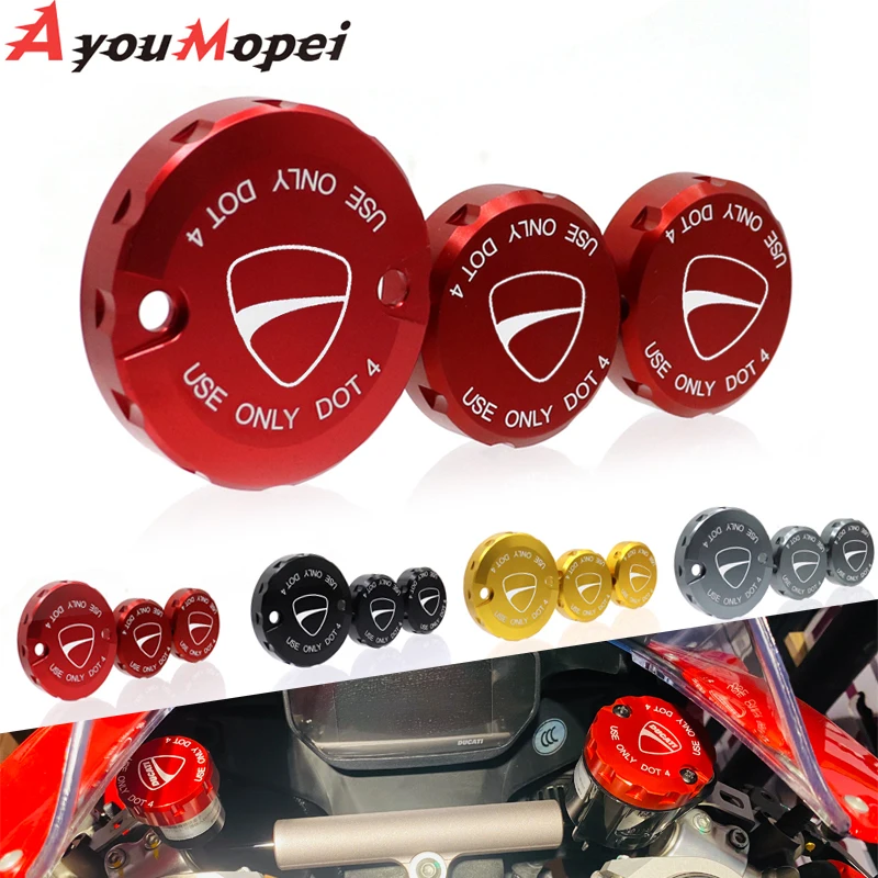 CNC For DUCATI Hypermotard/Multistrada/Monster 1100/S/EVO 1200/S/R Front Brake Clutch & Rear Brake Fluid Reservoir Cover Cap