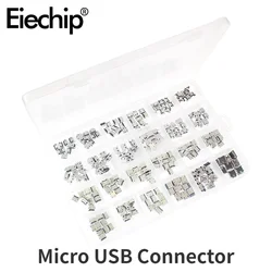 60pcs/240pcs Micro USB Connector Kit 12/24 Models USB Port/Tail Plug for MP3/4/5 DIY SMD DIP Socket Set USB Connectors Set