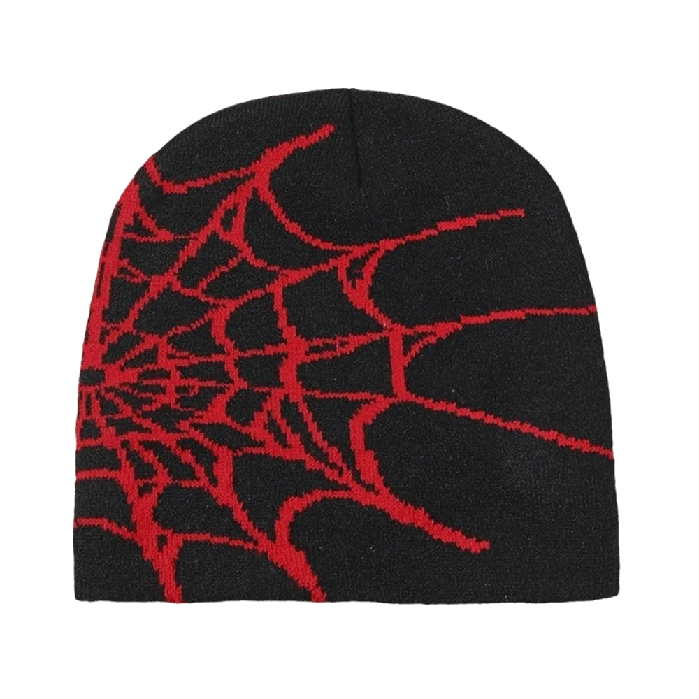 Y2K Soft Spider Web Pattern Beanie Caps Stretch Warm Pullover Hat Multiple Colors Street Punk Cuffed Knitted Hat Unisex