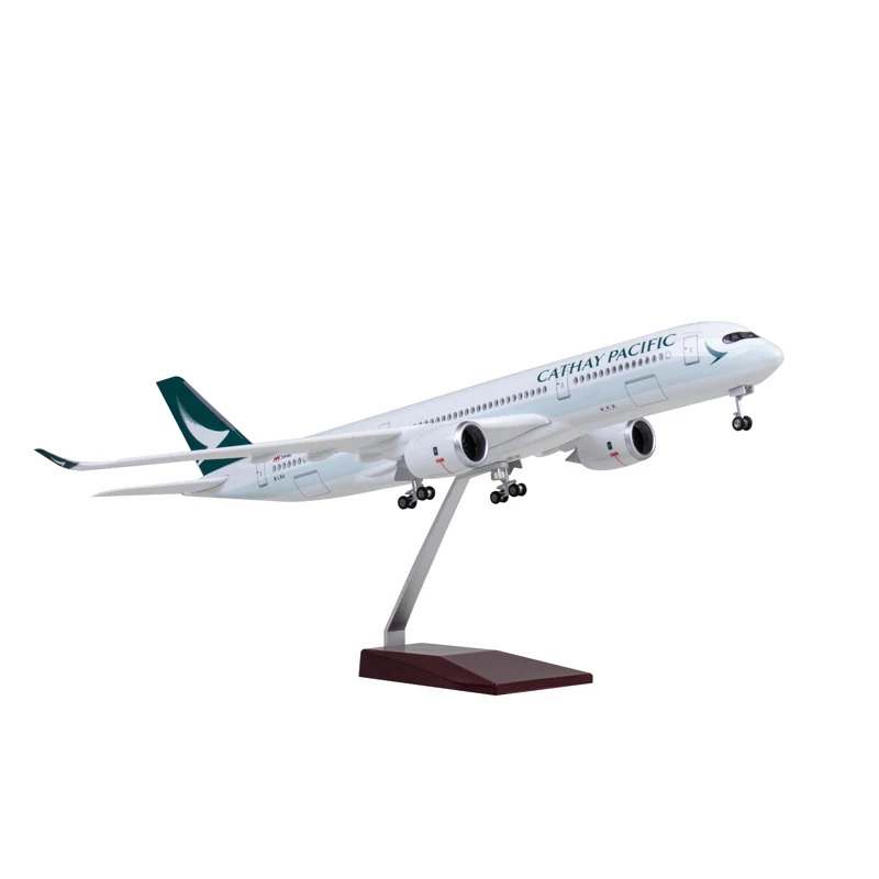 1:142 Airplane Model 47CM Aisbus 350 Cathay Pacific Plane Model with LED Light(Touch or Sound Control) for Decoration or Gift